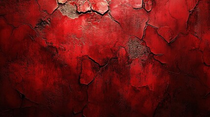 Cracked red brick wall with peeling paint and a textured grunge effect, bathed in dramatic lighting for a bold and artistic background