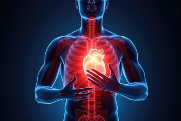 Anatomy of a Person with Heart Disease, Highlighting Affected Heart and Vascular System — Medical and Scientific Concept