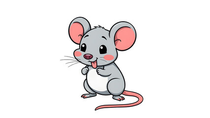 Cute mouse cartoon icon illustration on white background.&nbsp;Generative AI