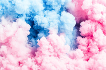 Fototapeta premium Vibrant pink and blue smoke clouds creating dreamlike atmosphere