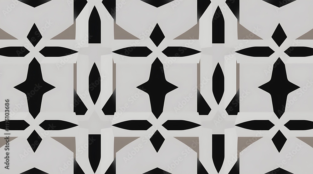 Poster geometric abstract pattern: black and gray geometric shapes form a repeating pattern, creating a vis