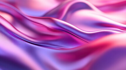 Obraz premium Elegant satin fabric in pink and purple hues with smooth folds and a shiny surface, perfect for wide panoramic backgrounds for Valentine's Day