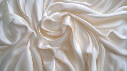 Fototapeta premium Elegant white silk satin background with smooth drapery folds and a luxurious texture, offering ample copy space for wedding or festive banners