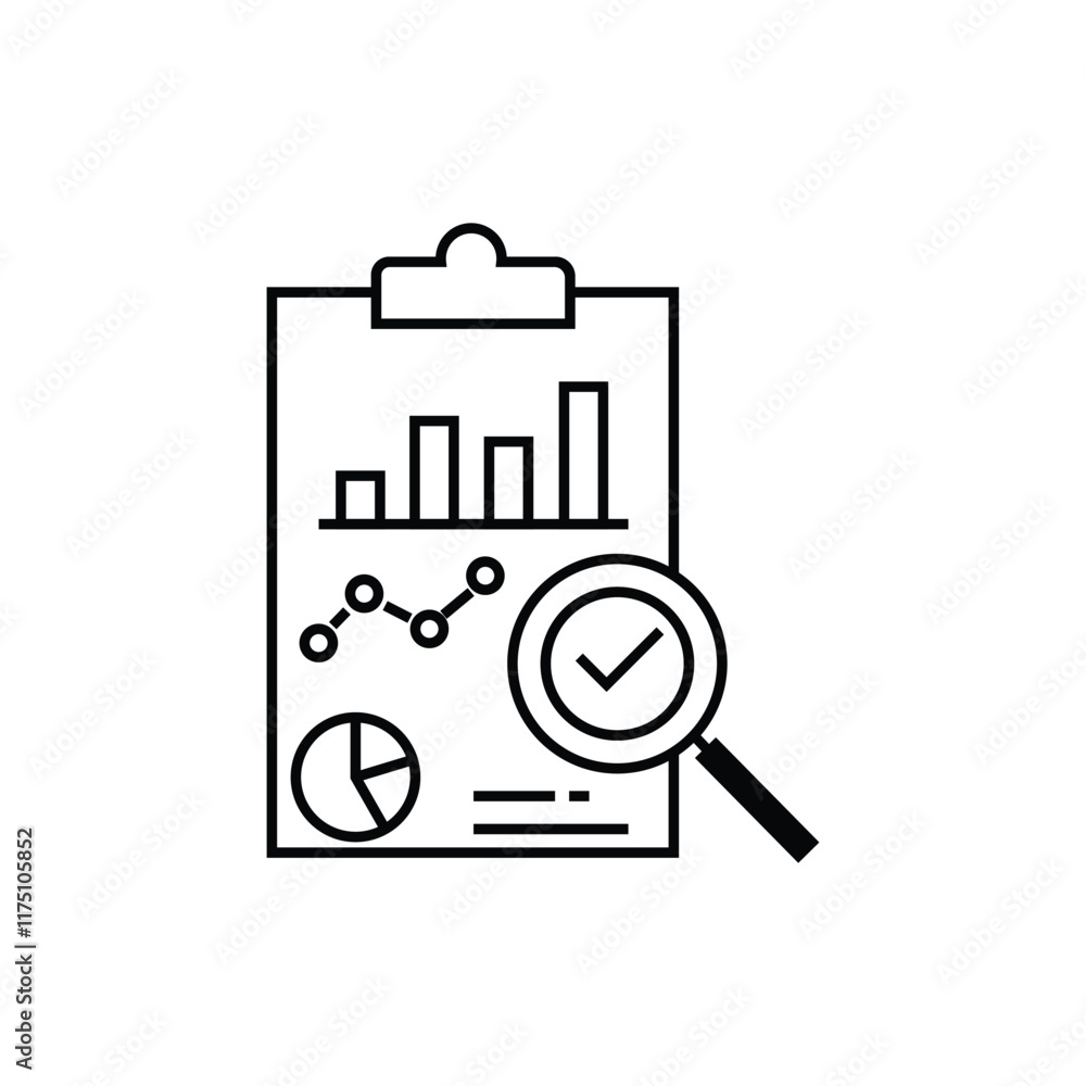 Fototapete insight or assesment icon like kpi metric. outline stroke design or simple graphic validate doc logo