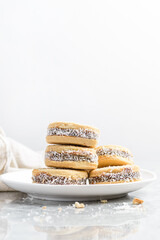 alfajores cookies with condensed milk, dulche de leche