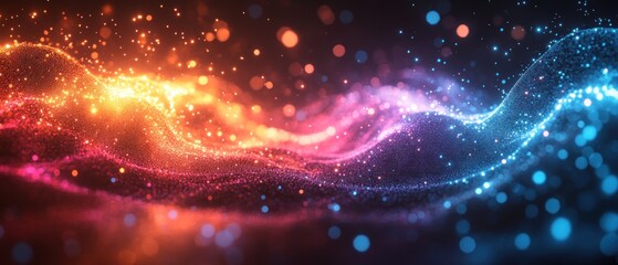 Obraz premium Abstract waves of light and color creating a vibrant, dynamic visual effect.