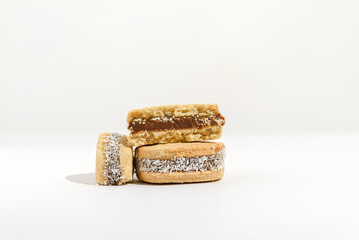 alfajores cookies with condensed milk, dulche de leche