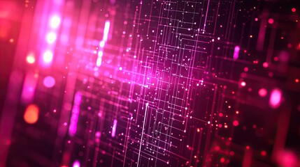 Obraz premium Abstract Pink Network Digital Lines and Lights