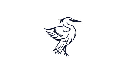Obraz premium Elegant heron logo design on white background.&nbsp;Generative AI