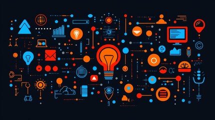 Pixel Art Collage Representing Innovation, Technology, and Ideas