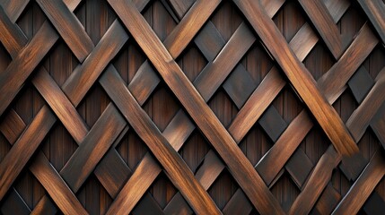 Dark brown wood lattice pattern background texture.