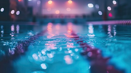 Obraz premium Abstract Nighttime Pool Reflections Showing Blurry Lights