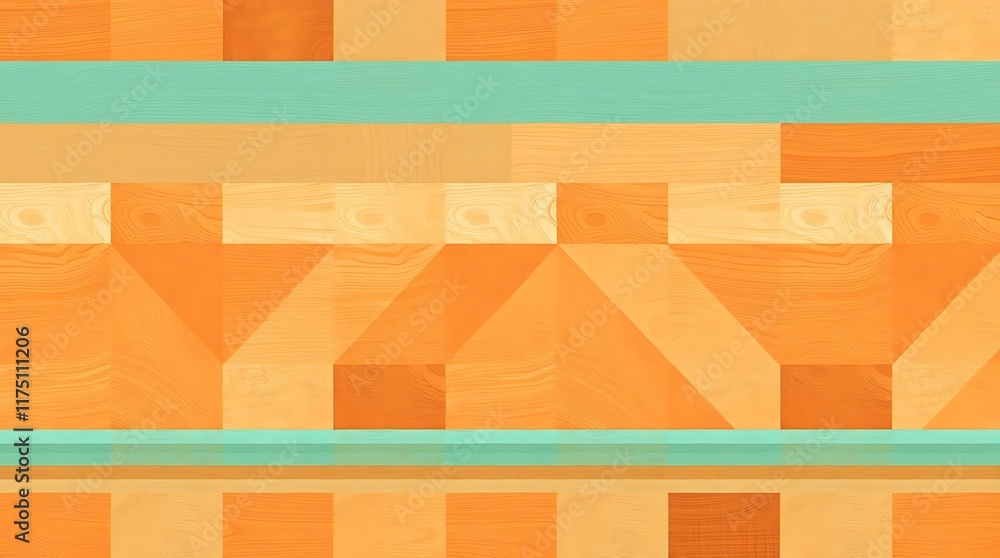 Poster abstract geometric pattern: a captivating blend of warm orange and cool turquoise hues forms a mesme