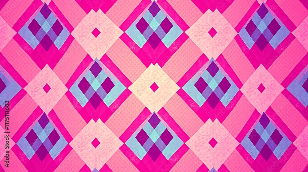Poster pink and blue geometric pattern: a captivating and vibrant pattern featuring an array of pink, blue 