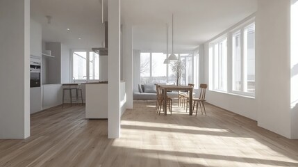 Fototapeta premium Bright Scandinavian Home Interior with Clean Lines and Natural Light