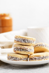 alfajores cookies with condensed milk, dulche de leche