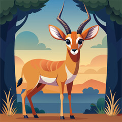 Cute gazelle in a savanna scene.