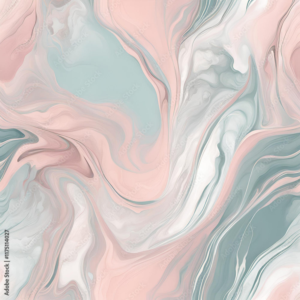 Poster a beautiful abstract marble texture featuring soft swirls of pastel pink and mint green, creating a 