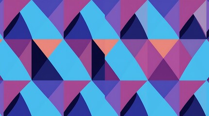 Abstract Geometric Pattern: A vibrant and dynamic composition of overlapping triangles, showcasing a captivating interplay of colors, textures, and perspectives. Ideal for modern design projects.
