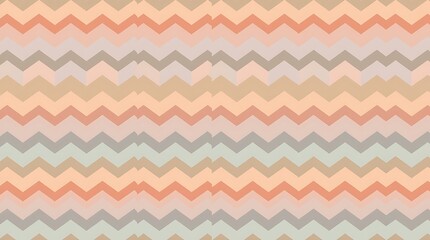 Abstract Zigzag Pattern: A seamless, digital illustration featuring a rhythmic, horizontal pattern of muted zigzags in soft peach, coral, grey, and green tones. Ideal for backgrounds, fabrics.