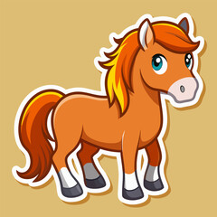 Cute cartoon horse sticker image.