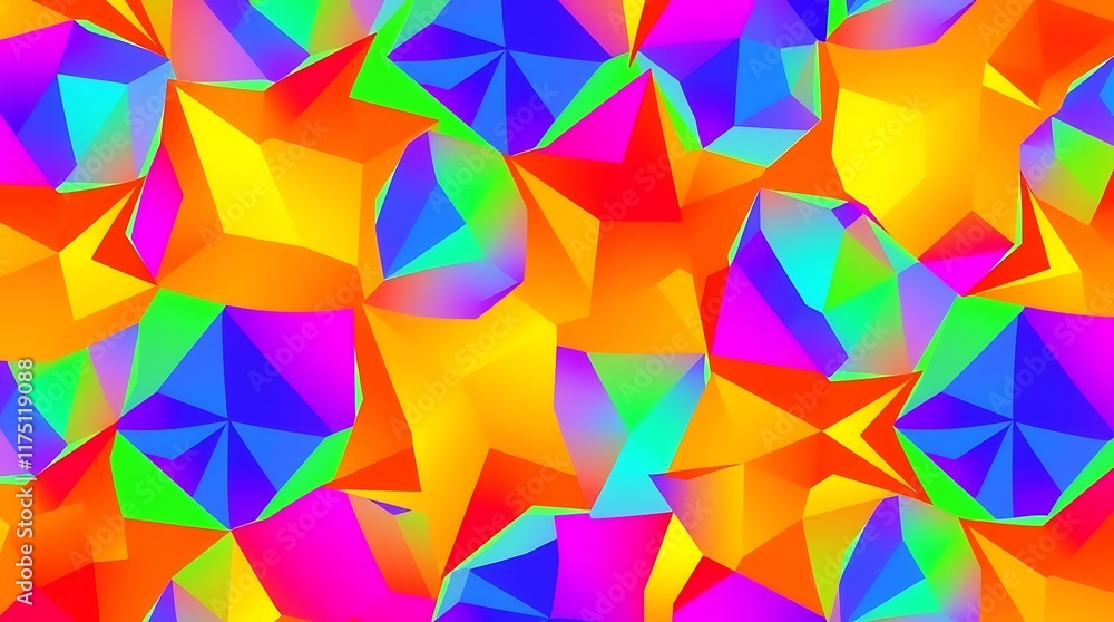 Poster abstract geometric rainbow burst: a vibrant explosion of color and form, this abstract pattern featu