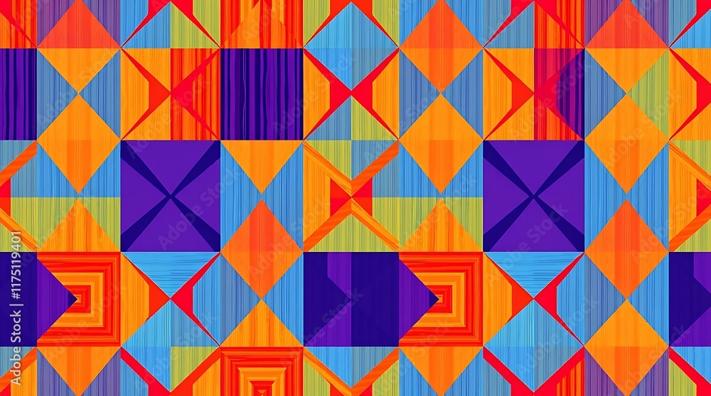 Poster vibrant geometric abstract pattern: a mesmerizing, kaleidoscopic abstract pattern composed of overla