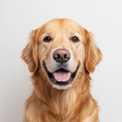 Happy Golden Retriever Dog with Smiling Expression and Fluffy Fur