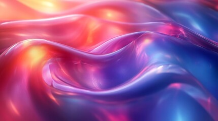 Abstract Glossy Ribbon Shapes with Vibrant Gradient Colors. Generative AI