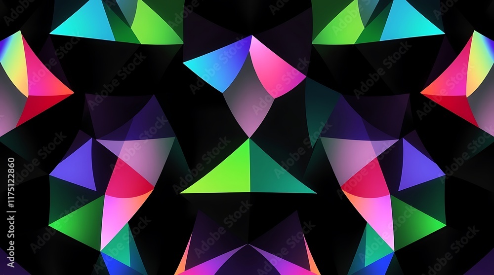 Poster abstract geometric patterns: a mesmerizing kaleidoscope of vibrant colors and intricate shapes, crea