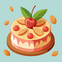 Delicious fall-themed cake with fruit.