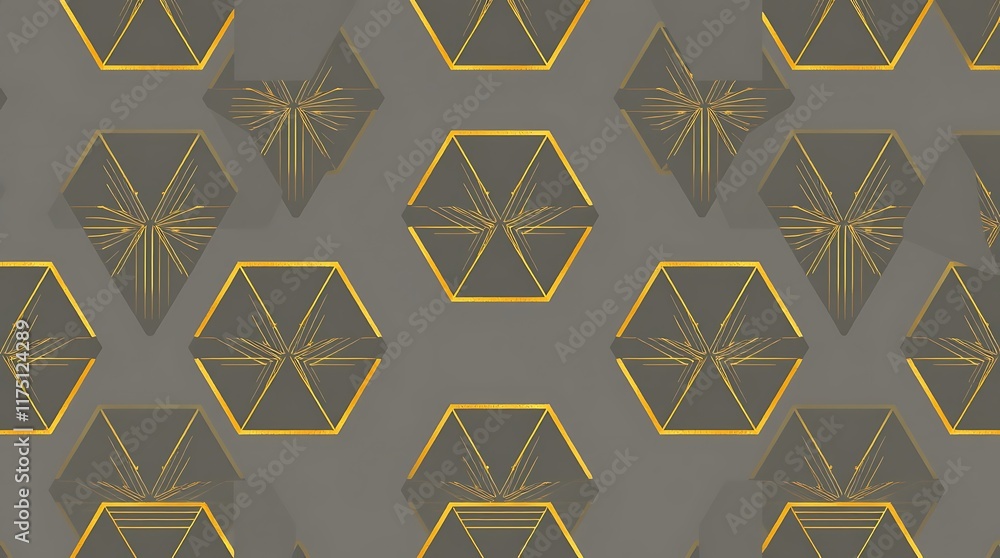 Poster geometric gold pattern: elegant and sophisticated, this seamless pattern features a repeating motif 