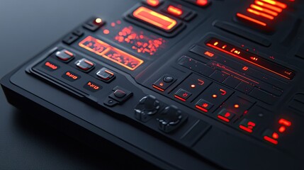 Futuristic Control Panel With Illuminated Buttons