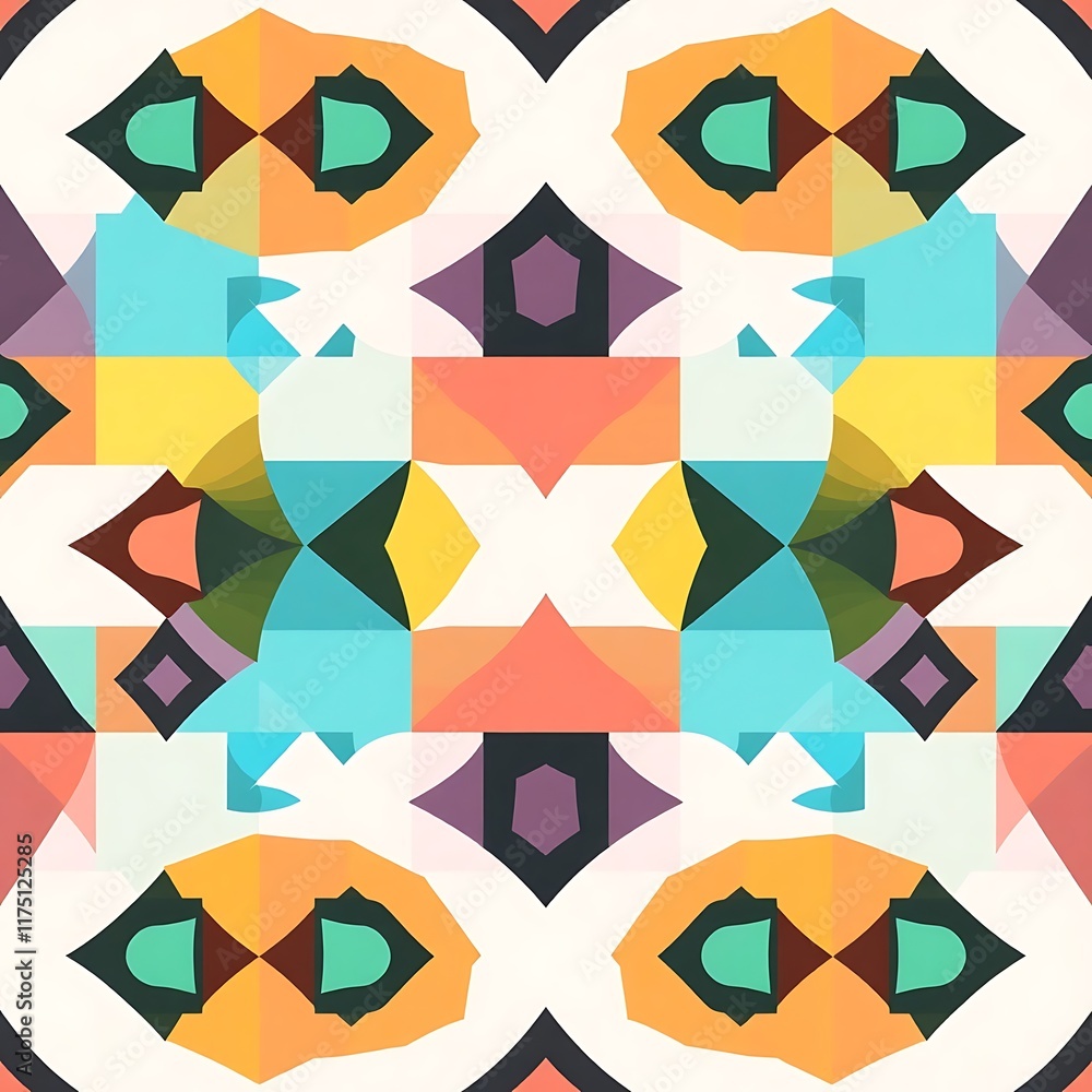 Poster abstract geometric pattern: a vibrant and intricate geometric pattern with bold colors and abstract 