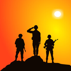 Silhouette of Indian army soldiers vector illustration. 26 January Happy Republic Day India Vector Illustration