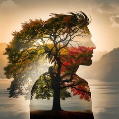 Silhouette of Seasons Soul Intertwined with the Seasons