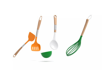 kitchen utensils on white background, Patriotic Kitchen Utensils with Indian Flag Colors