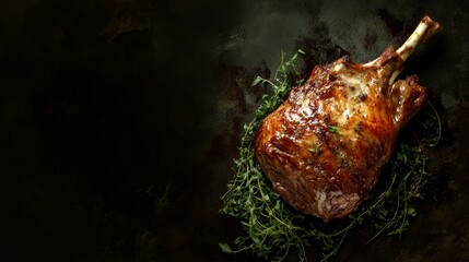 Roast Leg of Lamb With Copy Space 