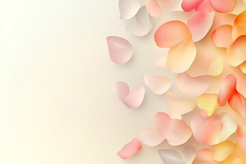 A Soft and Elegant Background with Minimalist Abstract Petals in Pink, Orange, and Pale Yellow Over a Cream Gradient