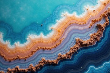 Abstract Ocean-Like Agate Stone Texture with Swirling Bands of Color and Sediment Deposits