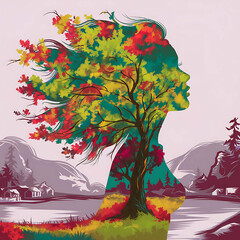 Silhouette of Seasons Soul Intertwined with the Seasons