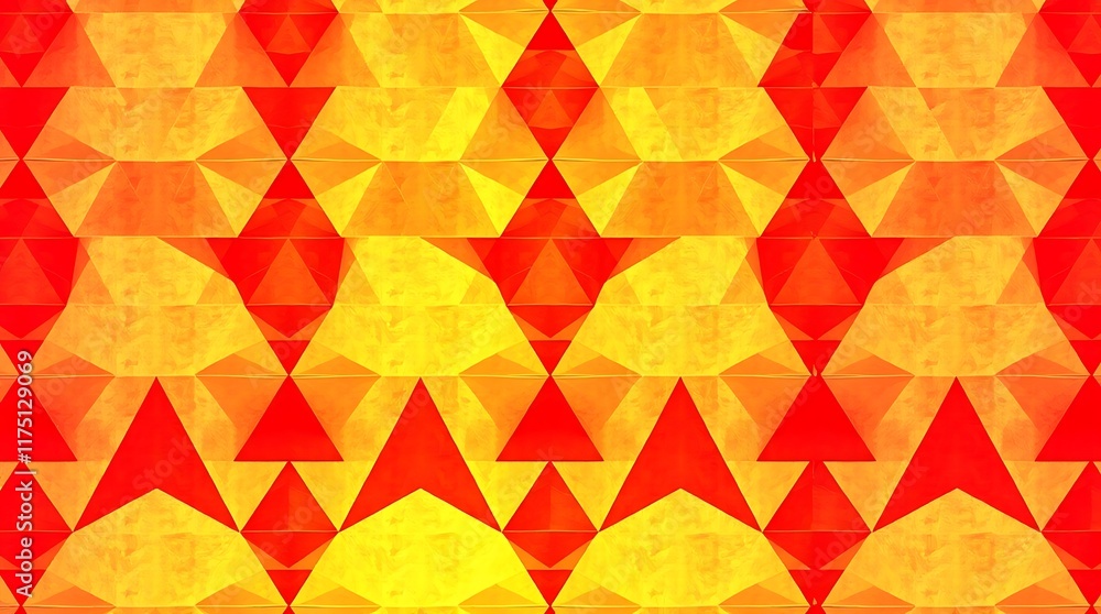 Poster red and yellow geometric pattern: a mesmerizing background with repeating geometric patterns in bold