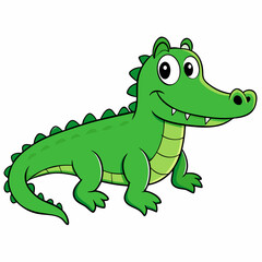 Illustration of an Alligator, colorful green Crocodile - Vector Illustration
