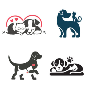 cat and dog vector lofo design