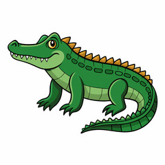 Illustration of an Alligator, colorful green Crocodile - Vector Illustration
