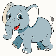 Vector illustration  of a Walking Elephant on a White Background - Vector Art