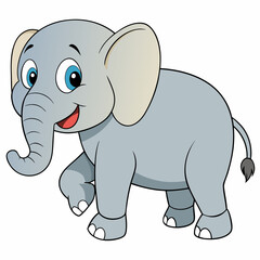 Vector illustration  of a Walking Elephant on a White Background - Vector Art
