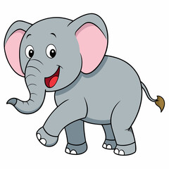 Vector illustration  of a Walking Elephant on a White Background - Vector Art