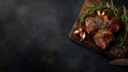 Obraz premium Roast Leg of Lamb With Copy Space 