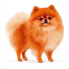 Obraz premium Charming Pomeranian Dog with Fluffy Orange Coat Standing Gracefully